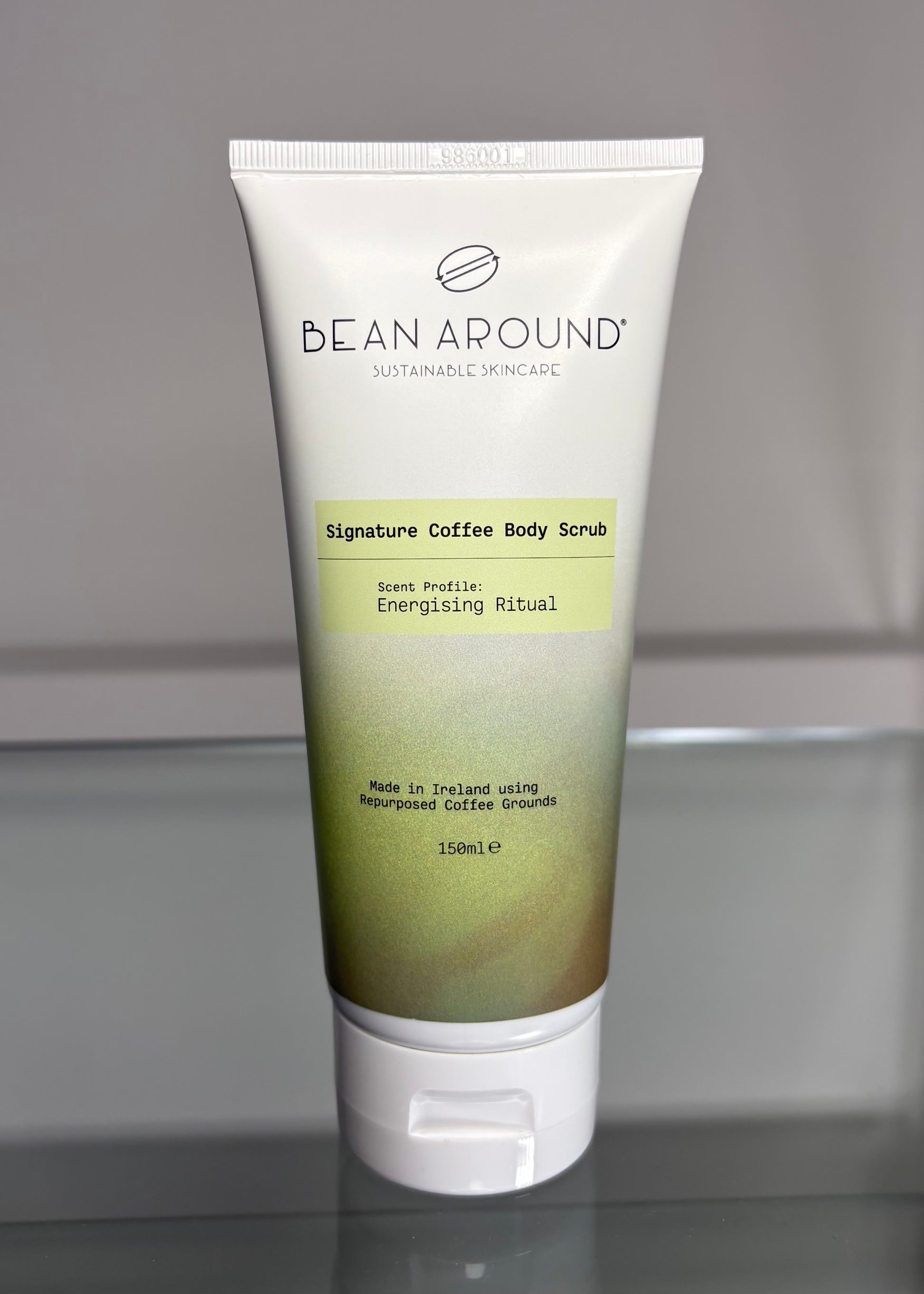 Bean Around Coffee Body Scrub 150ml Eucalyptus Jasmine - Post Consumer Recycled Tube - Sustainable Irish Skincare