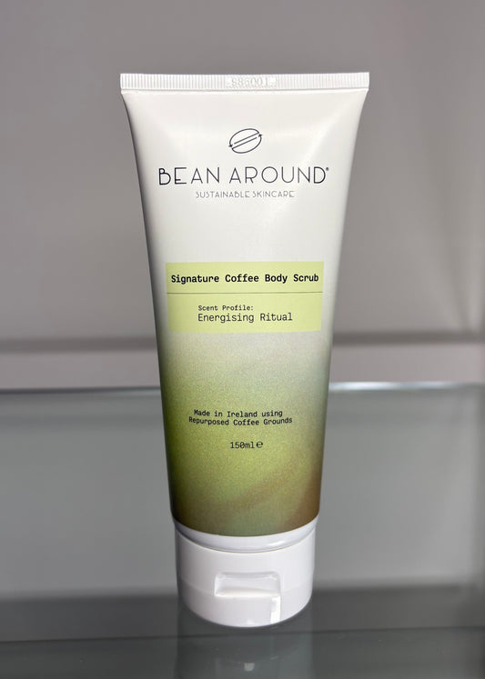 Bean Around Coffee Body Scrub 150ml Eucalyptus Jasmine - Post Consumer Recycled Tube - Sustainable Irish Skincare