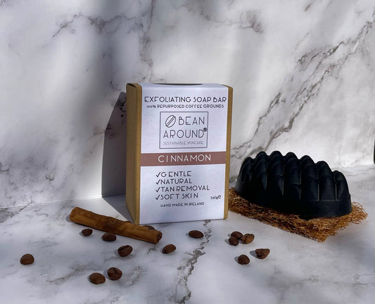 Bean Around Jumbo Exfoliating Coffee Soap Bar 160g Cinnamon - Handmade in Ireland