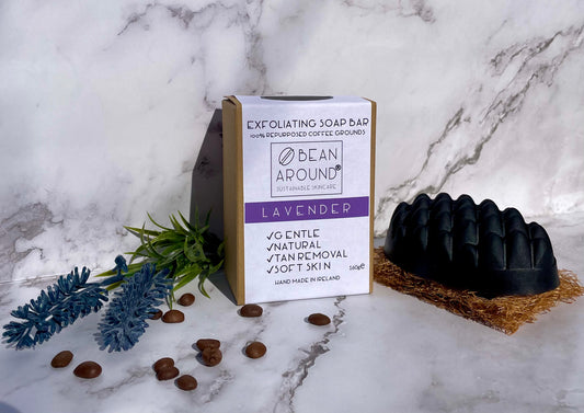 Bean Around Jumbo Exfoliating Coffee Soap Bar 160g Lavender - Handmade in Ireland