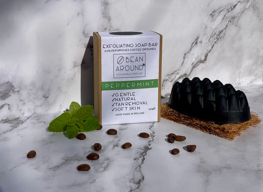 Bean Around Jumbo Exfoliating Coffee Soap Bar 160g Peppermint - Handmade in Ireland